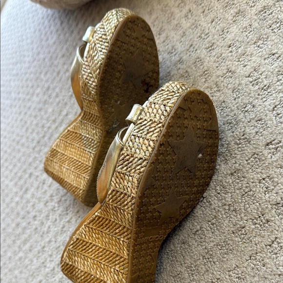 Jimmy Choo Gold Wedge Sandals with Metallic Finish - Picture 5 of 5